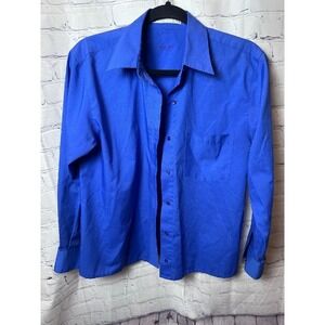 Foxcroft Wrinkle Free Button Down Shirt Dress Casual Blue Mens Size M